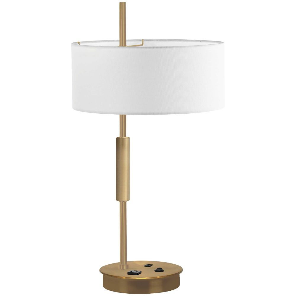 Dainolite FTG-261T-AGB-WH Fitzgerald 1 Light Table Lamp - Aged Brass Finish - White Shade