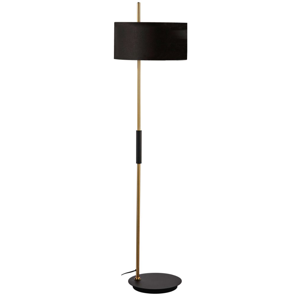 Dainolite FTG-622F-MB-AGB-BK Fitzgerald 1 Light Floor Lamp - Matte Black & Aged Brass - BK Shade