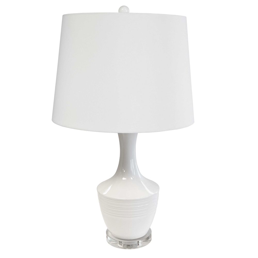 Dainolite GOL-271T-WH Goliath 1 Light Ceramic Oversized Table Lamp - White Finish - Drum Shade
