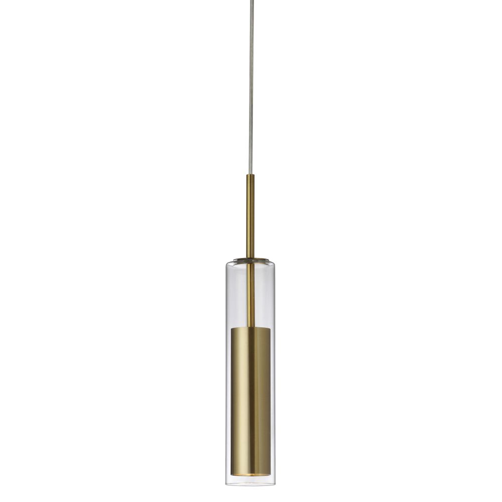 Dainolite LUN-1LEDP-AGB 6W Pendant, Aged Brass Finish with Clear Glass   