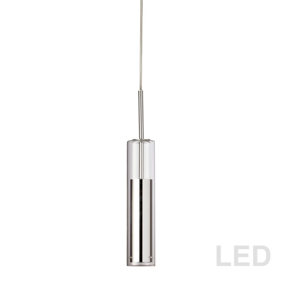 Dainolite LUN-1LEDP-PC Luna LED Pendant - 6W - Polished Chrome Finish - Clear Glass