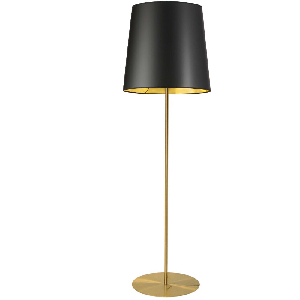 Dainolite MM681F-AGB-698 Maine 1 Light Floor Lamp - Aged Brass - Black/Gold Tapered Drum Shade