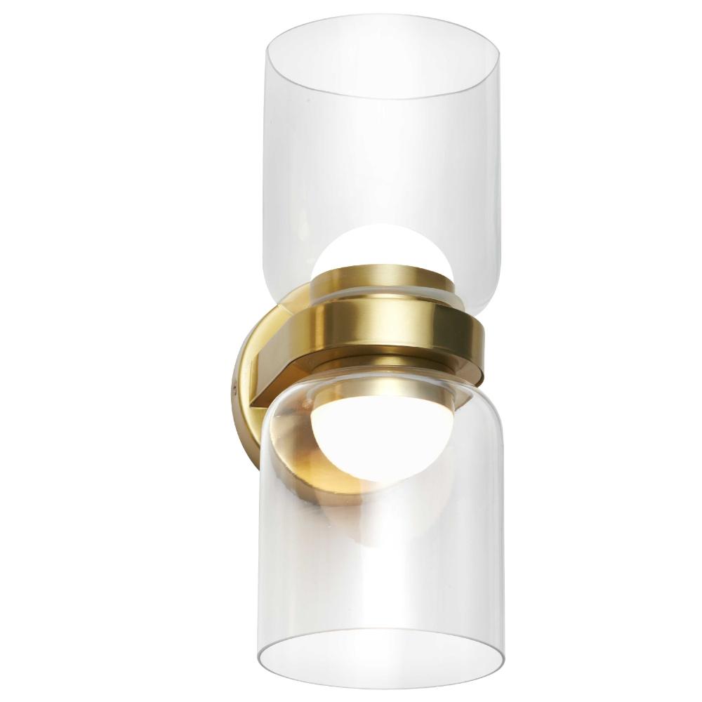 Dainolite NAD-1020LEDW-AGB Nadine 2 Light LED Sconce - 20W - Aged Brass - Clear Glass