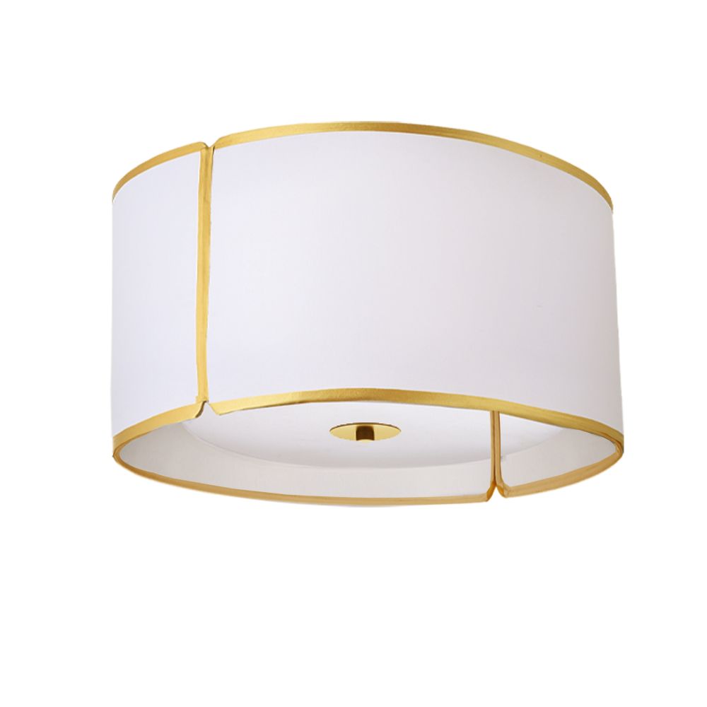 Dainolite NDR-153FH-GLD-WH Notched Drum 3 Light Flush Mount - Gold - White Shade and Diffuser