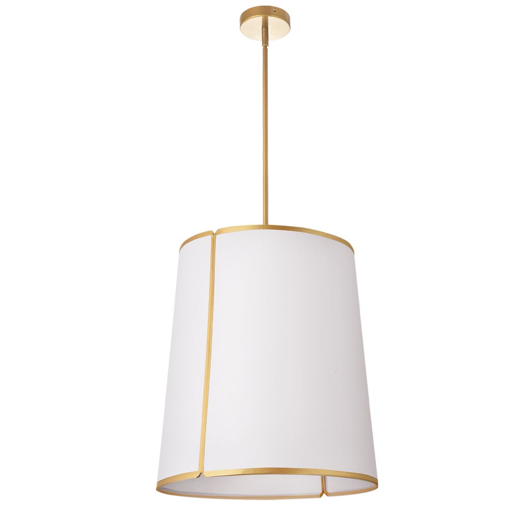 Dainolite NDR-183P-GLD-WH Notched Drum 3 Light Notched Pendant - Gold Finish - White Shade/Diffuser