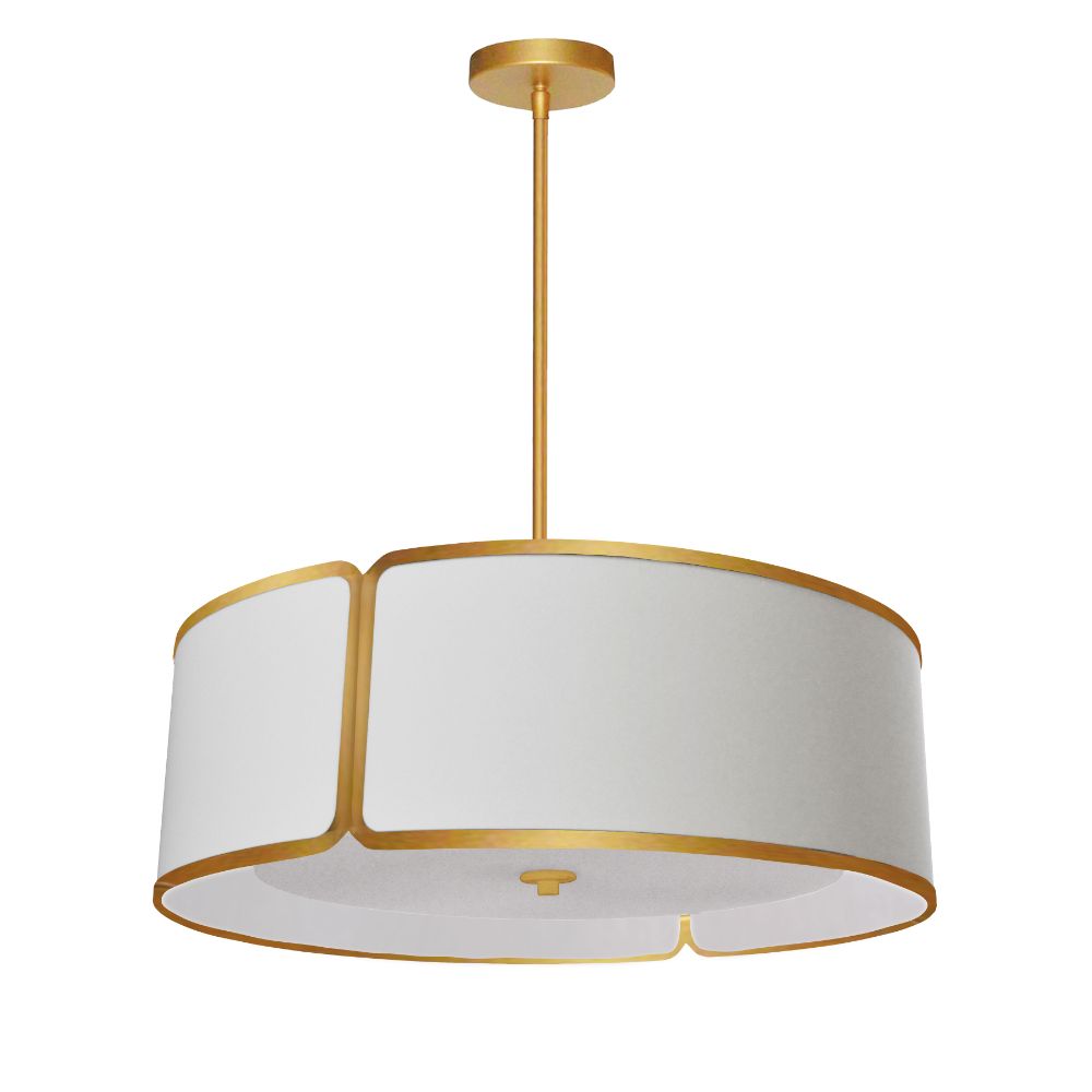 Dainolite NDR-243P-GLD-WH Notched Drum 4 Light Notched Drum Pendant - Gold Finish - White Shade/Diffuser