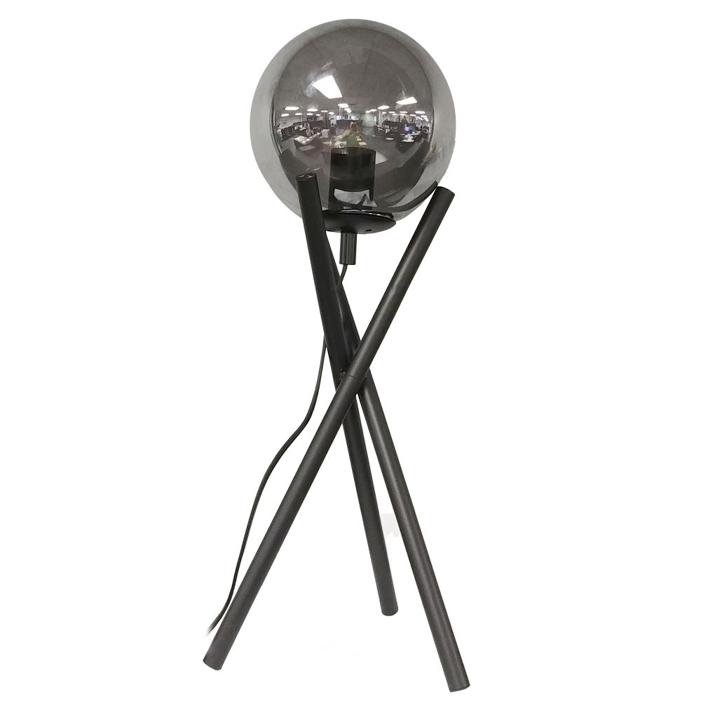 Dainolite PAM-241T-MB Pamela 1 Light Incandescent Table Lamp, Matte Black with Smoked Glass