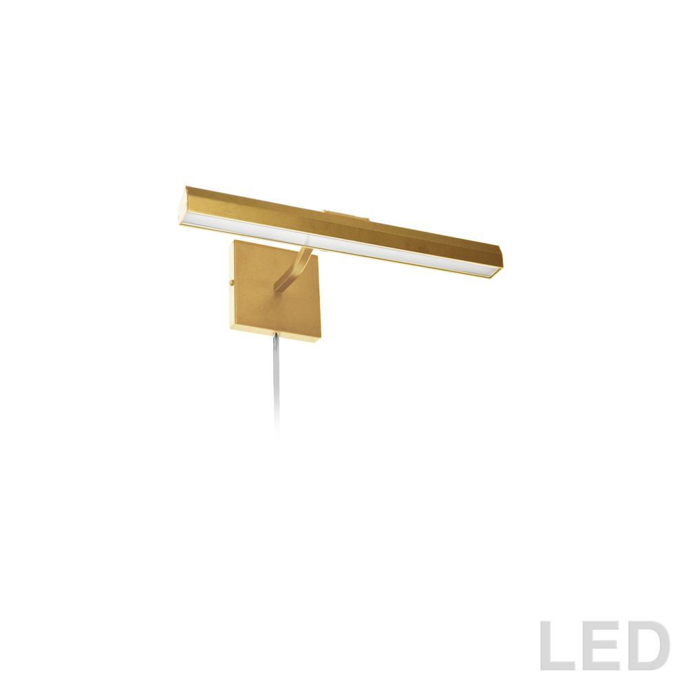 Dainolite PIC222-16LED-AGB Leonardo 20W 16" Picture Light, Aged Brass with Frosted Glass Diffuser