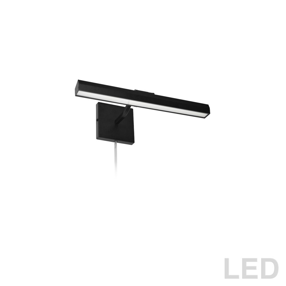 Dainolite PIC222-16LED-MB Leonardo 20W 16" Picture Light, Matte Black with Frosted Glass Diffuser