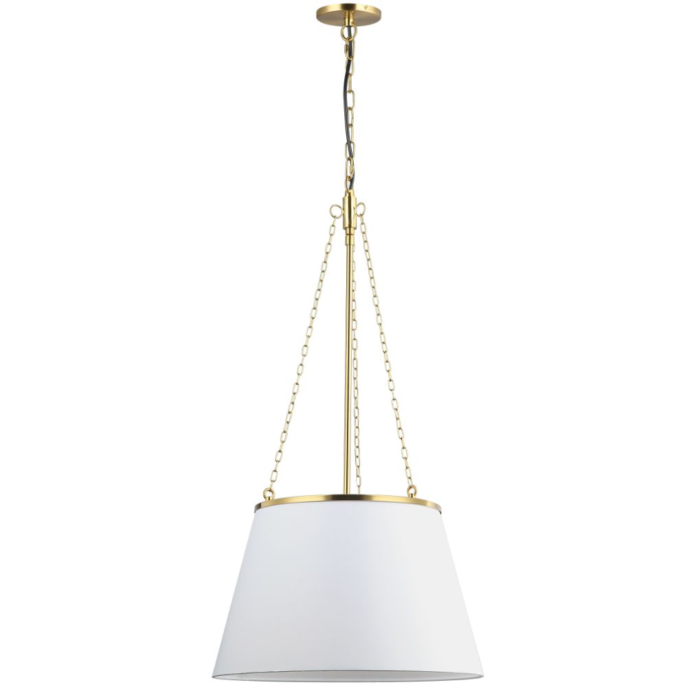 Dainolite PLY-181P-AGB-WH Plymouth 1 Light Pendant - Aged Brass - White Shade