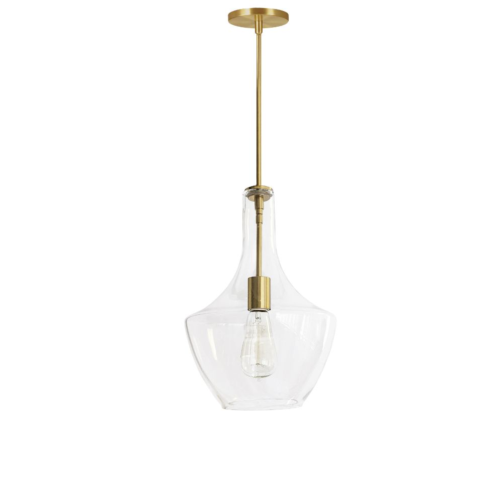 Dainolite PTL-101P-AGB 1 Light Incandescent Pendant, Aged Brass with Clear Glass    