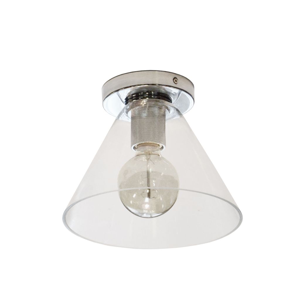 Dainolite RSW-91FH-PC-CLR Roswell 1 Light Incandescent Flush Mount, Polished Chrome with Clear Glass