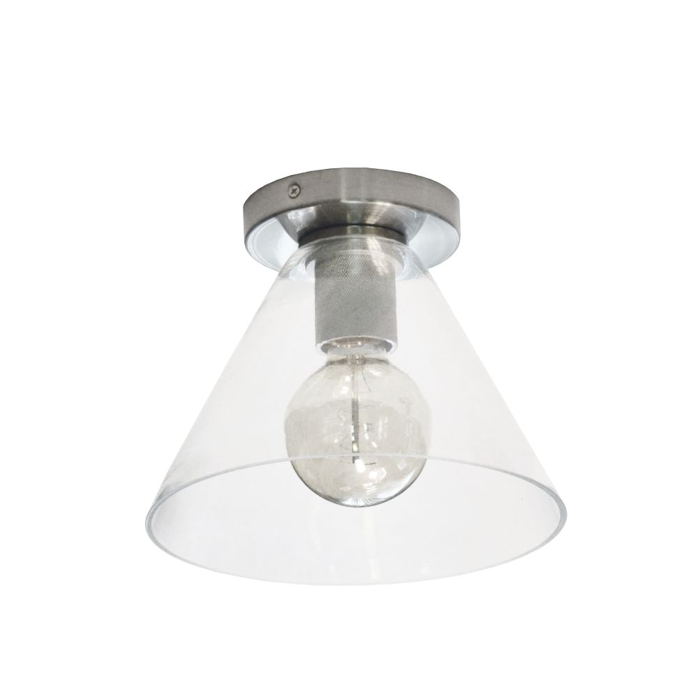 Dainolite RSW-91FH-SC-CLR Roswell 1 Light Incandescent Flush Mount, Satin Chrome with Clear Glass