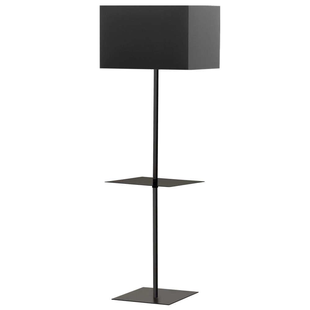 Dainolite TAB-S491F-BK Tablero 1 Light Floor Lamp - Square - Matte Black - Black Shade