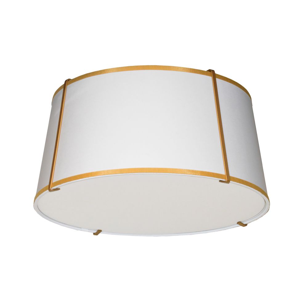 Dainolite TRA-3FH-GLD-WH Trapazoid 3 Light Trapezoid Flush Mount Gold frame and White Shade w/ 790 Diffuser