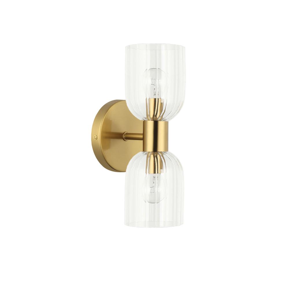 Dainolite VIE-102W-AGB Vienna 2 Light Incandescent Wall Sconce - Aged Brass - Clear Ribbed Glass