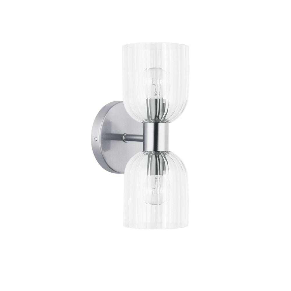 Dainolite VIE-102W-PC Vienna 2 Light Incandescent Wall Sconce - Polished Chrome - Clear Ribbed Glass