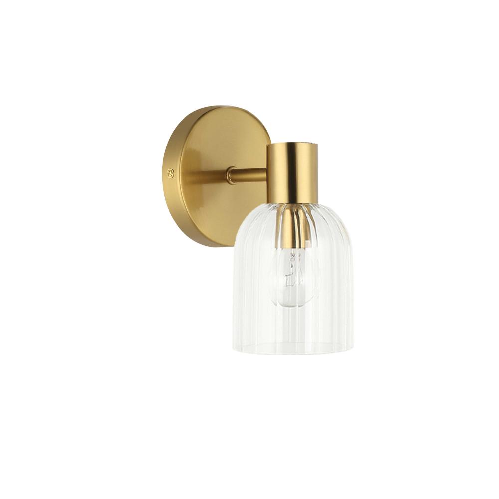 Dainolite VIE-81W-AGB Vienna 1 Light Incandescent Wall Sconce - Aged Brass - Clear Ribbed Glass