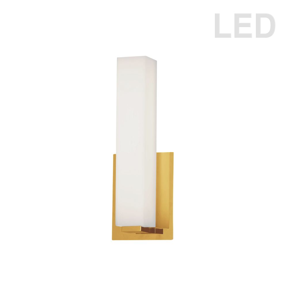 Dainolite VLD-172-10-AGB Vonte Wall Sconce - 12W - Aged Brass Light - White Glass