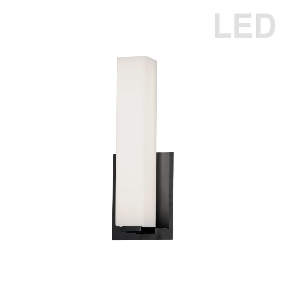 Dainolite VLD-172-10-MB Vonte Wall Sconce - 12W - Matte Black Light - White Glass