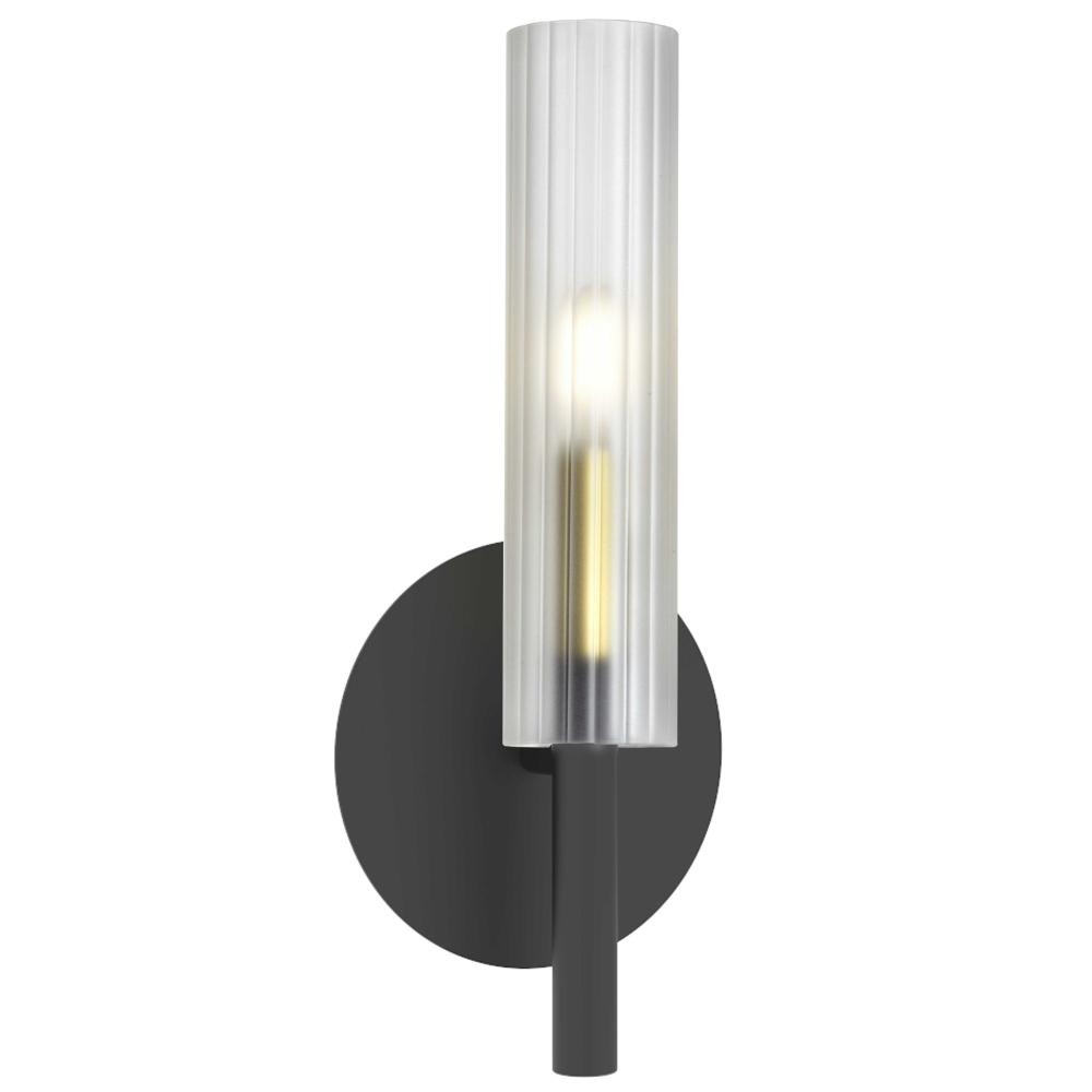 Dainolite WAN-171W-MB-AGB-FR Wand 1 Light Wall Sconce - Matte Black/Aged Brass - Frosted Glass