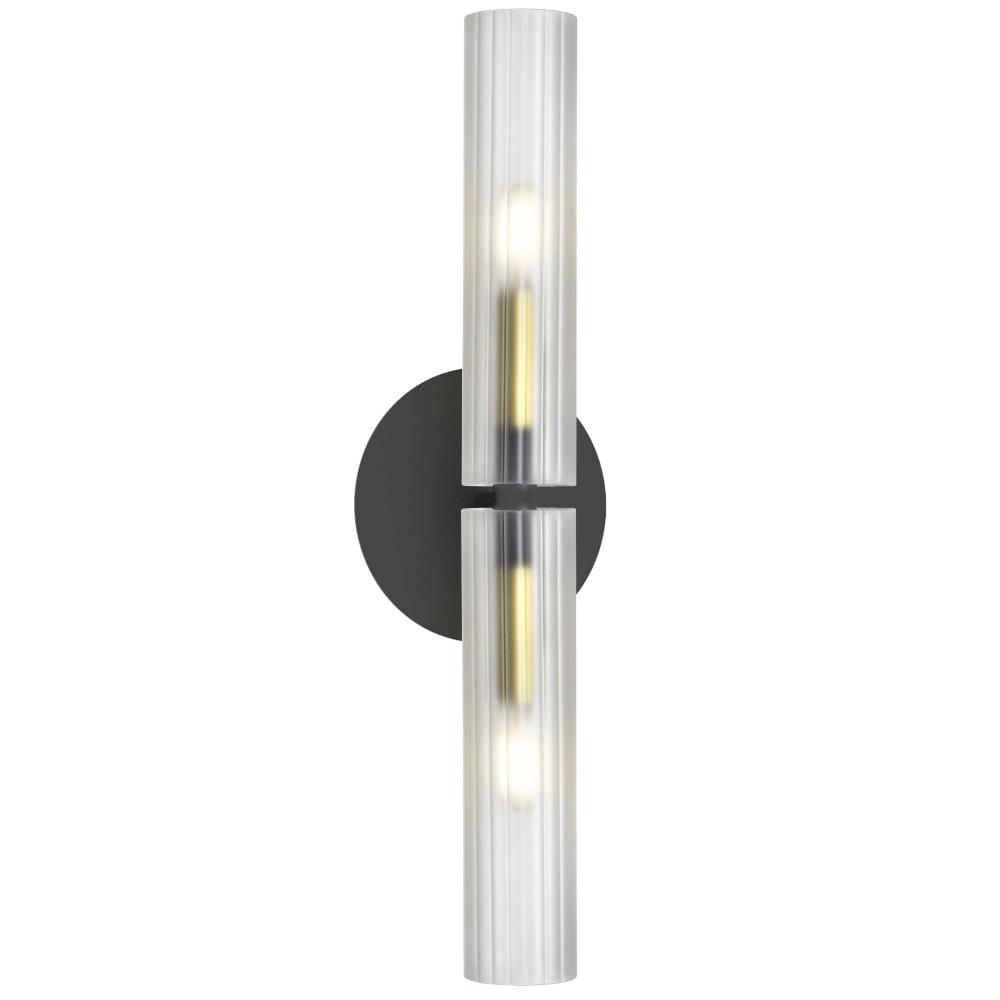 Dainolite WAN-192W-MB-AGB-FR Wand 2 Light Wall Sconce - Matte Black/Aged Brass - Frosted Glass