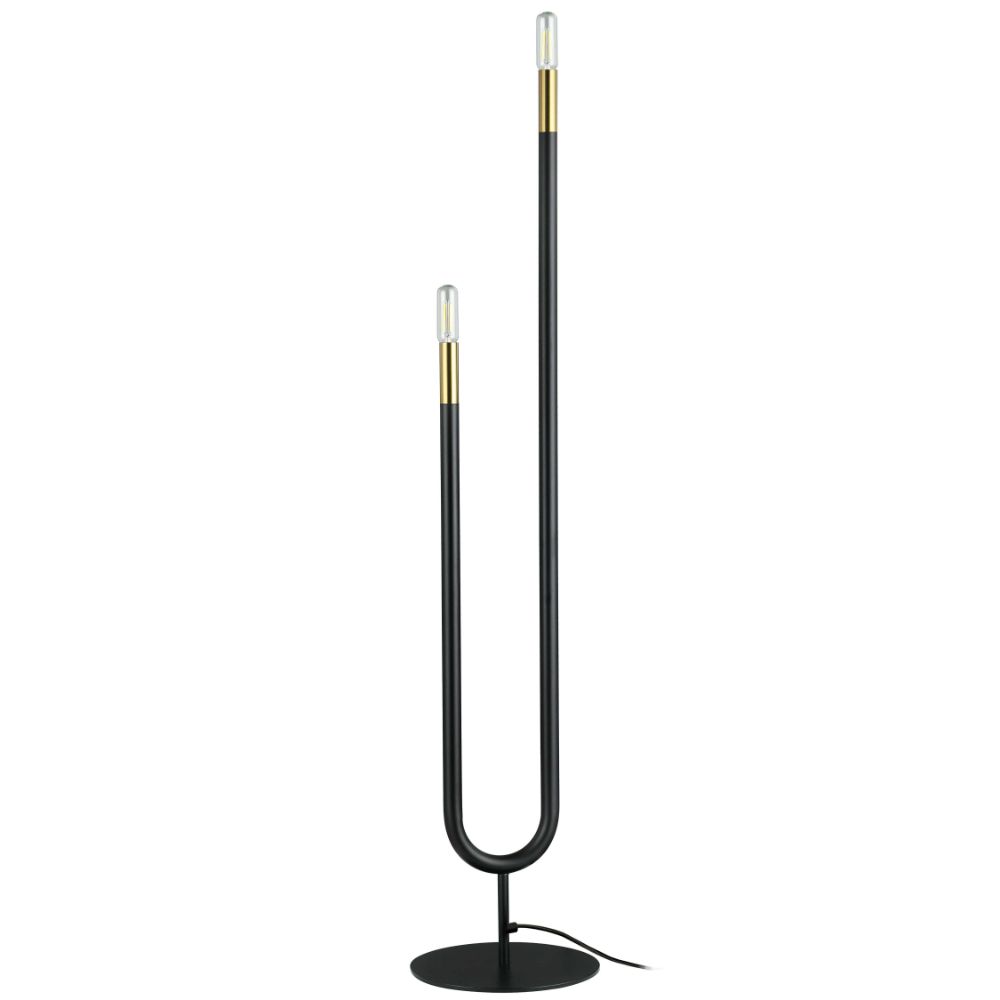 Dainolite WAN-602F-MB-AGB Wand 2 Light Floor Lamp - Matte Black - Aged Brass