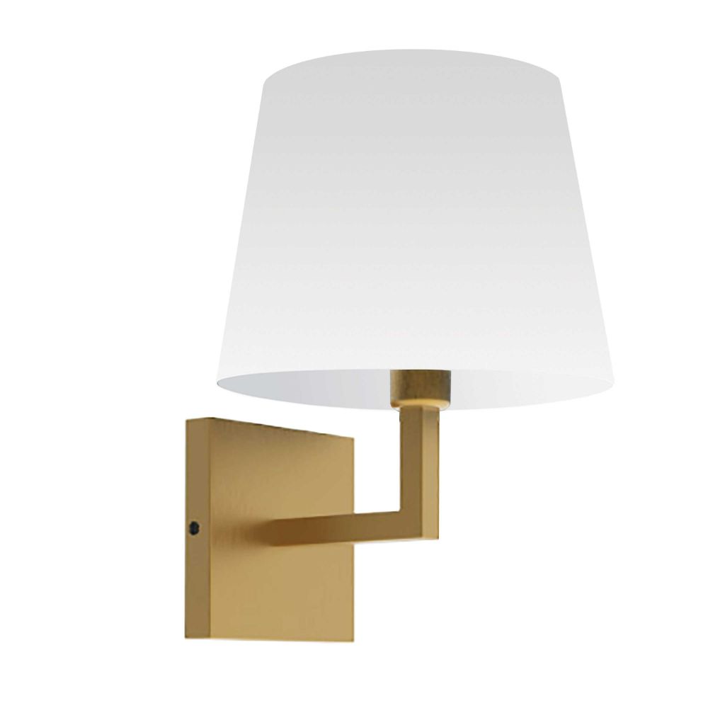 Dainolite WHN-91W-AGB-WH Whitney 1 Light Wall Sconce - Aged Brass - White Shade