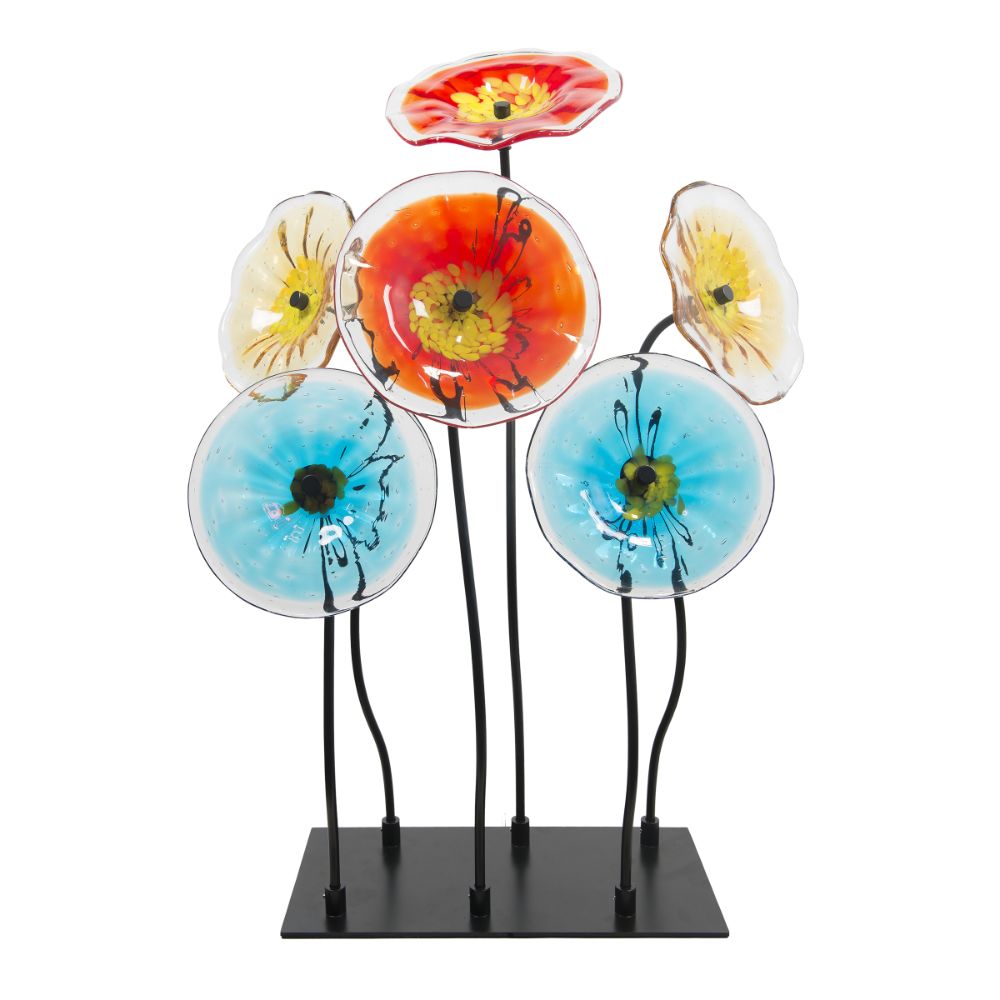 Dale Tiffany AS19275 6-Piece Flower Garden Handcrafted Art Glass Decor With Stand
