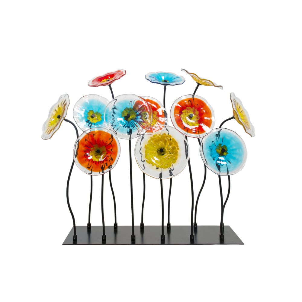 Dale Tiffany AS19276 12-Piece Flower Garden Handcrafted Art Glass Decor With Stand