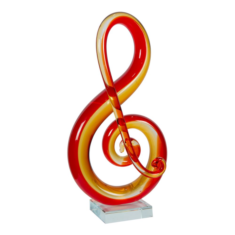 Dale Tiffany AS20020 Red Clef Musical Note Hand Blown Art Glass Figurine