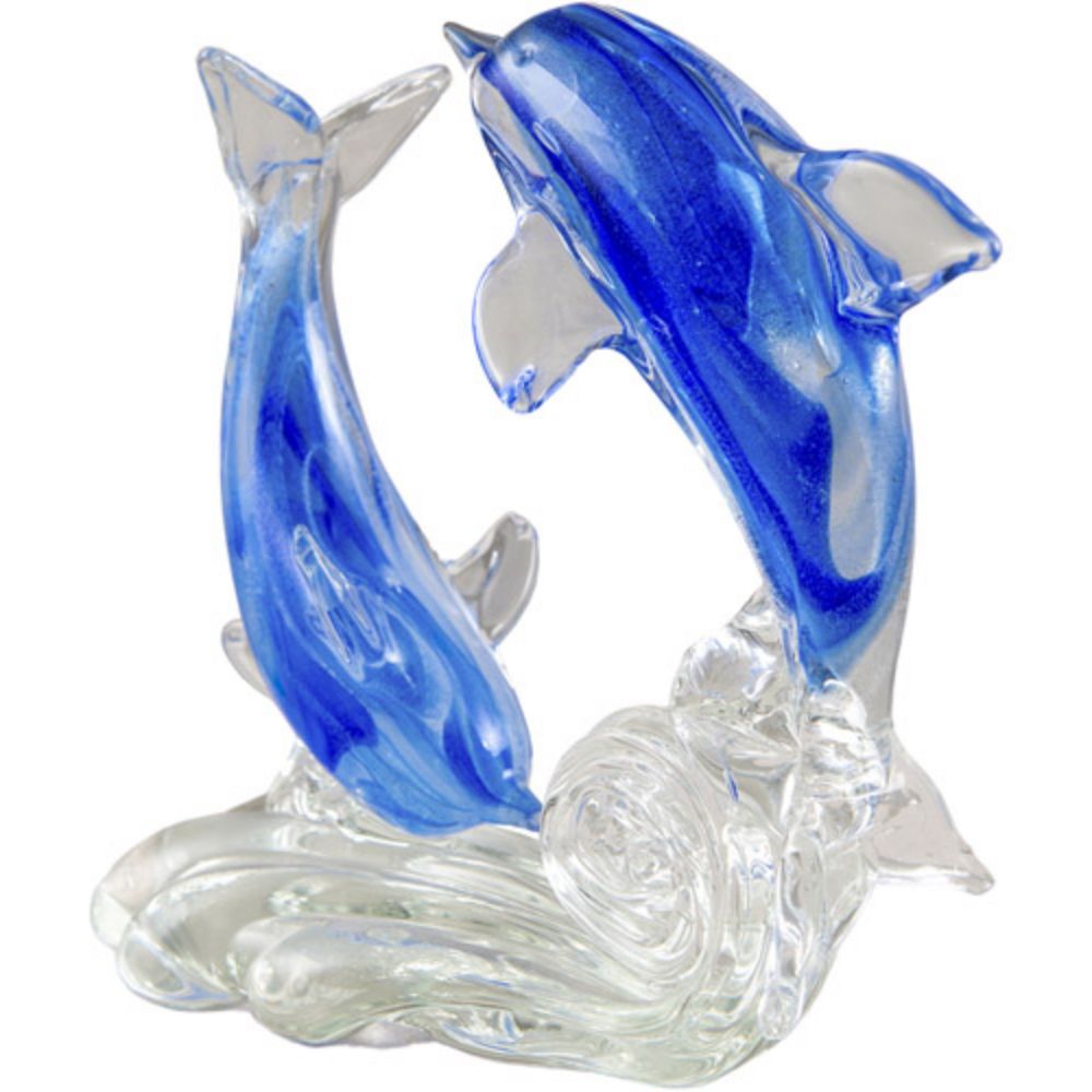 Dale Tiffany AS20340 Pacific Dolphins Handcrafted Art Glass Sculpture