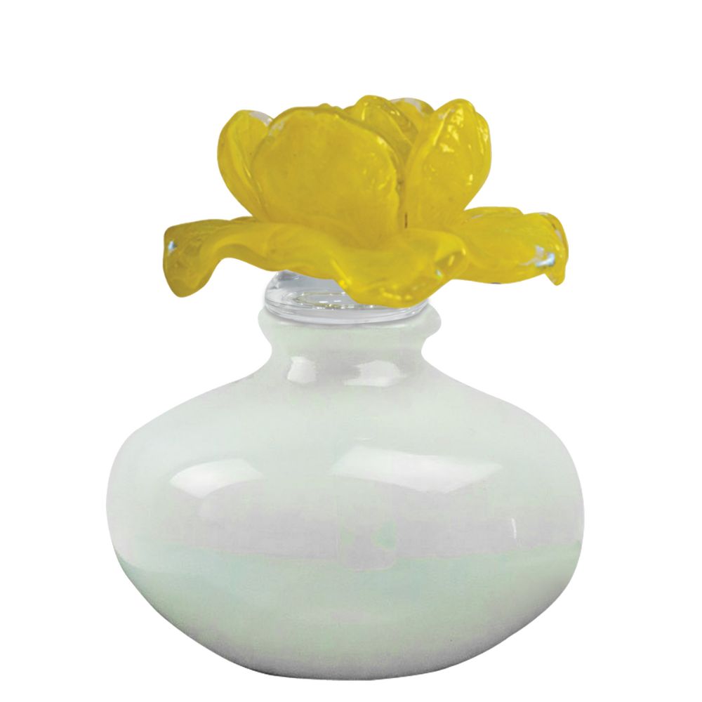Dale Tiffany AV15156 Yellow Rose Hand Blown Art Glass Perfume Bottle