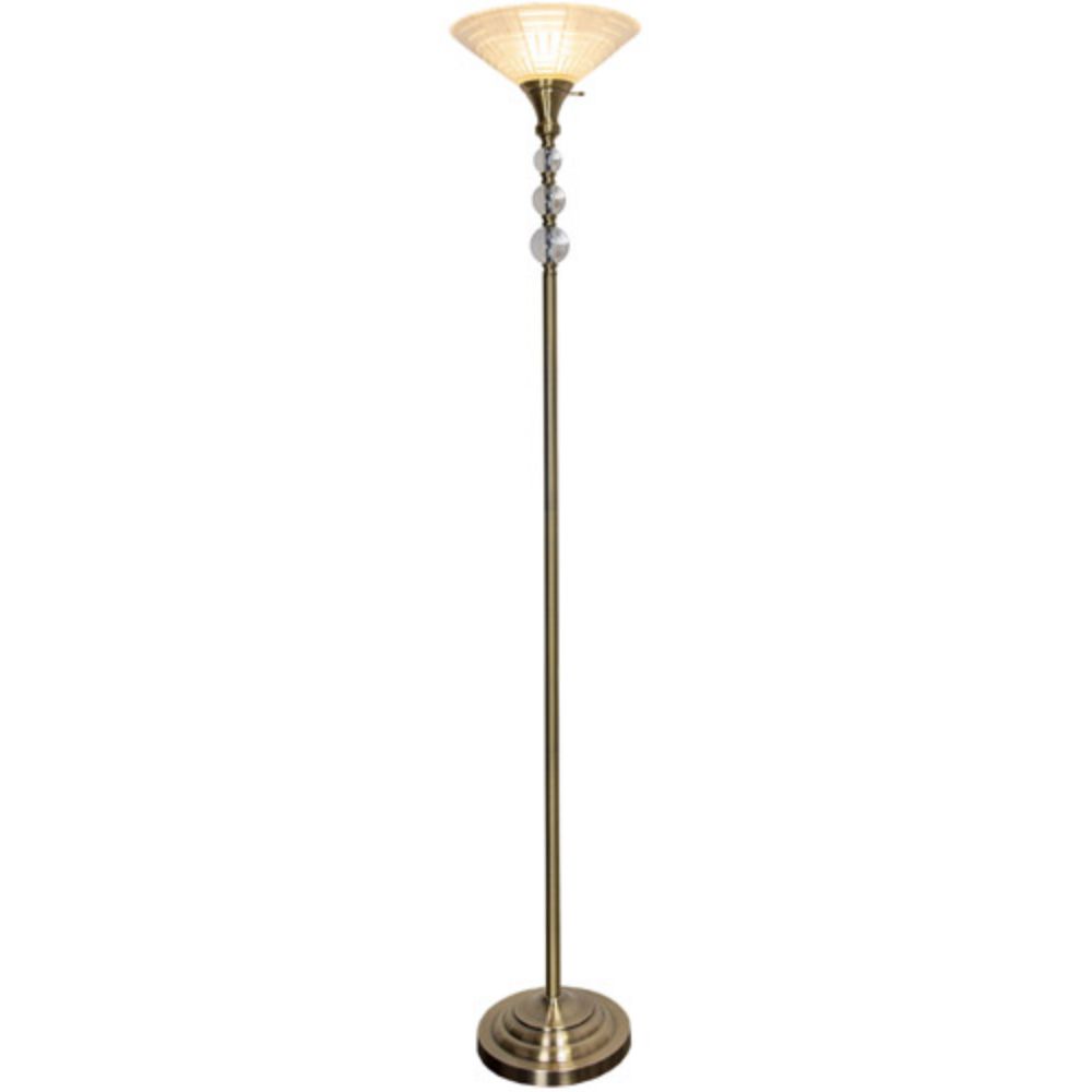 Dale Tiffany GR20308 Alaris Orb Art Glass Antique Brass Torchiere Floor Lamp in Antique Brass