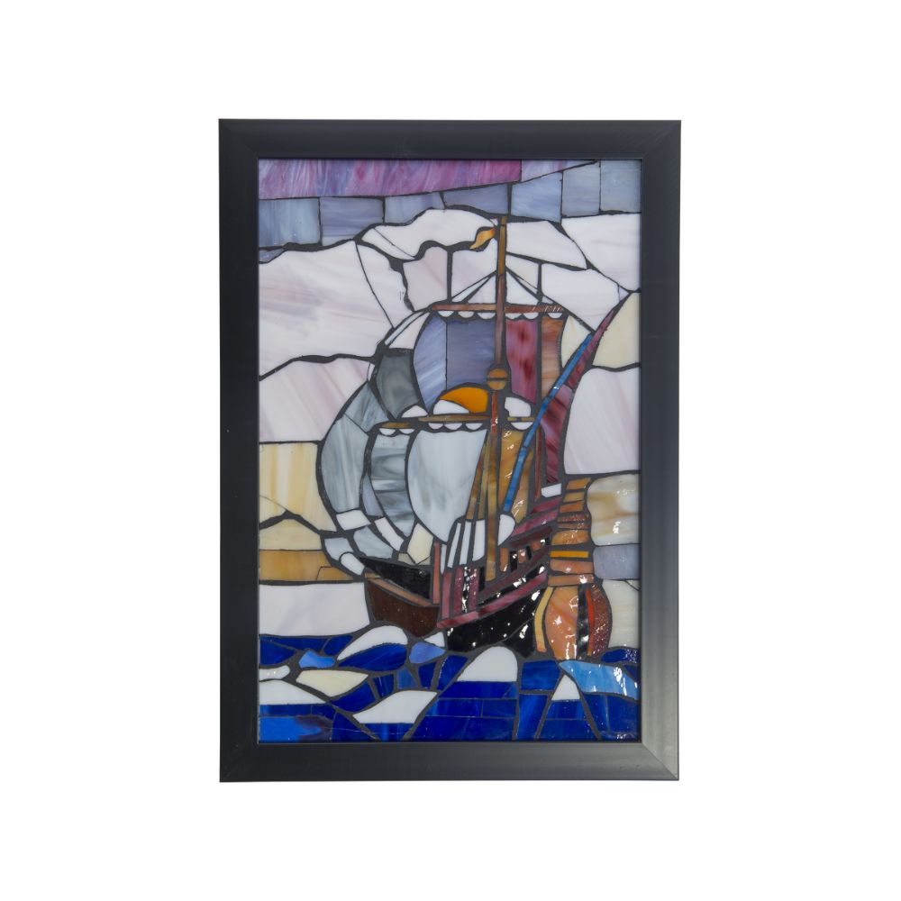Dale Tiffany M0001M Sailboat Mosaic Art Glass Wall Panel