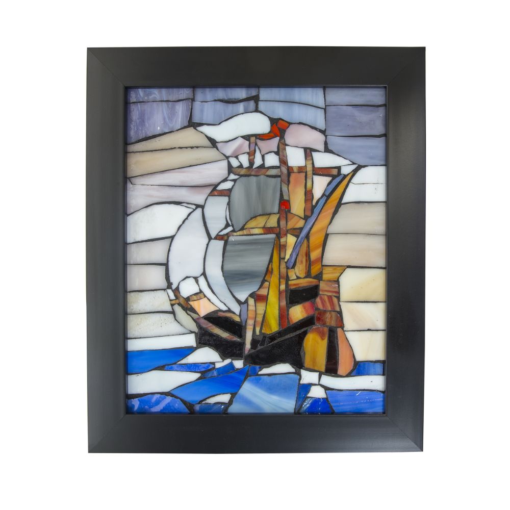 Dale Tiffany M0001S Sailboat Mosaic Art Glass Wall Panel