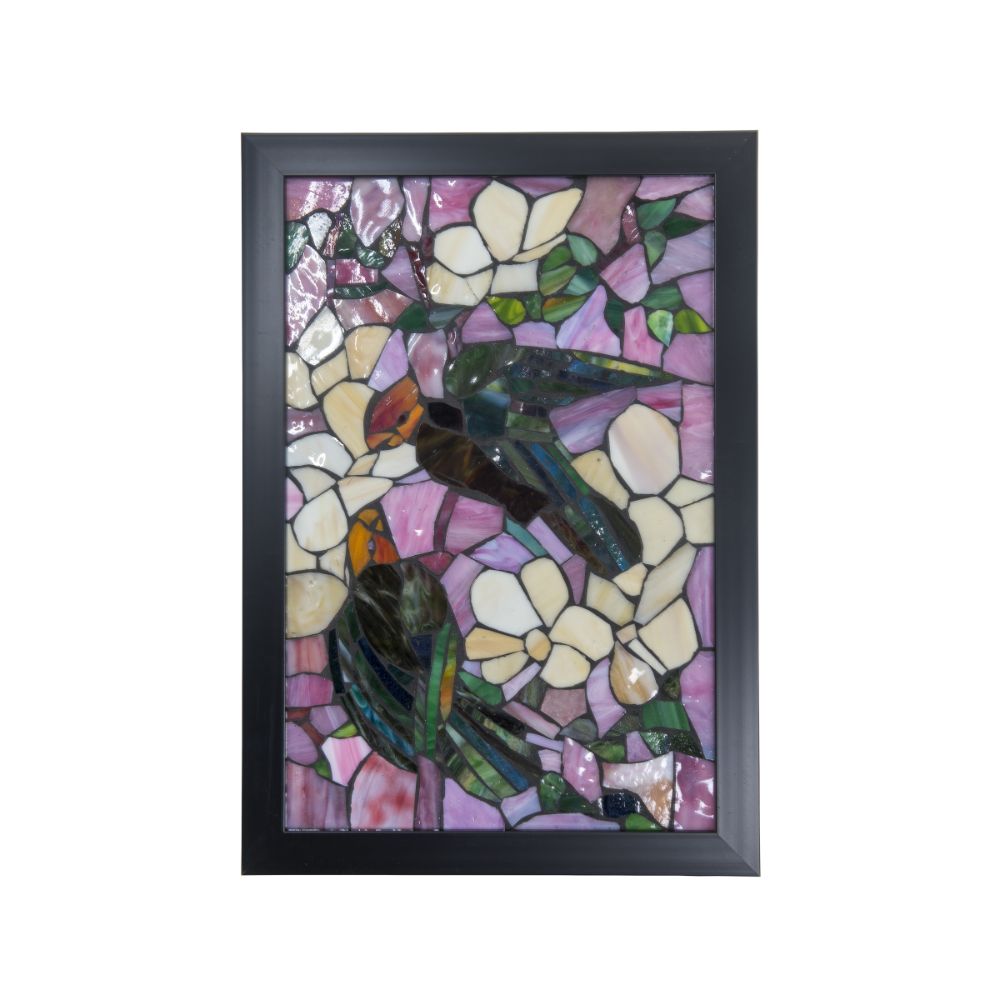 Dale Tiffany M0011M Parrots Mosaic Art Glass Wall Panel