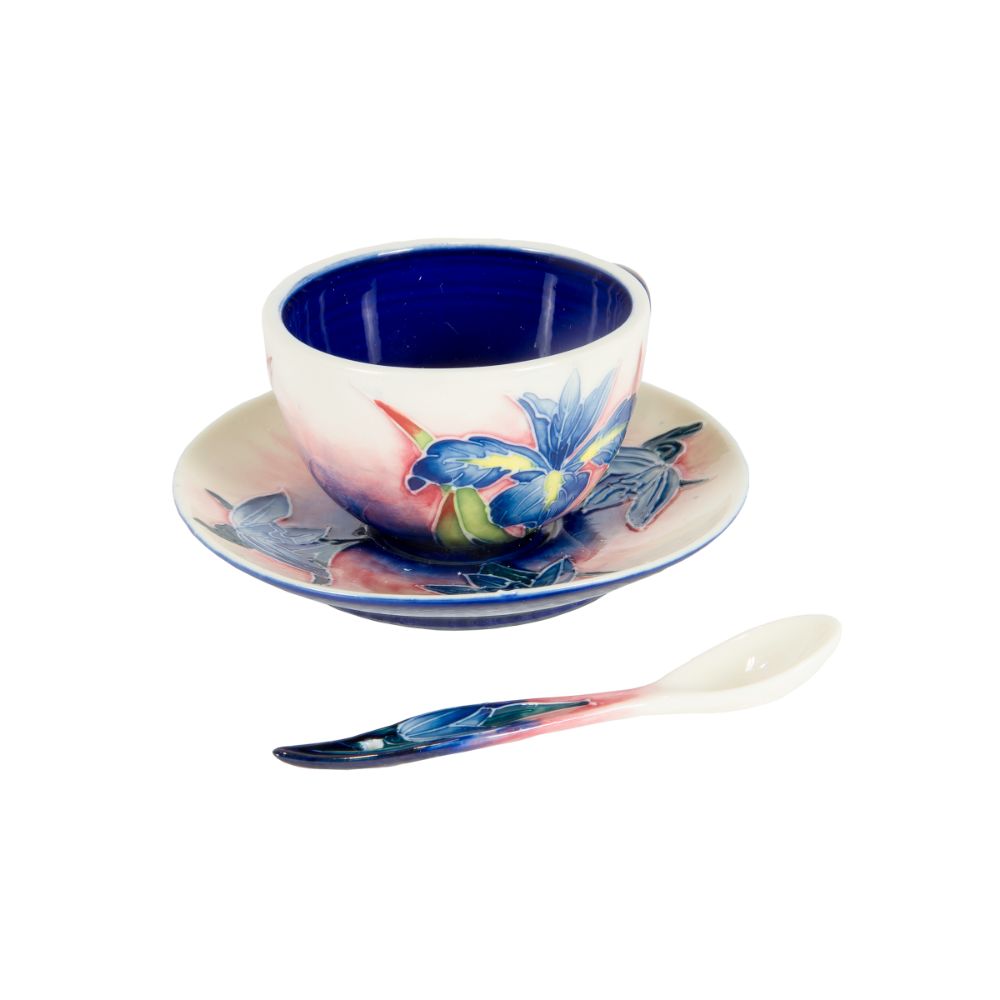 Dale Tiffany PA500218 Iris Hand Painted Porcelain Cup and Saucer Set