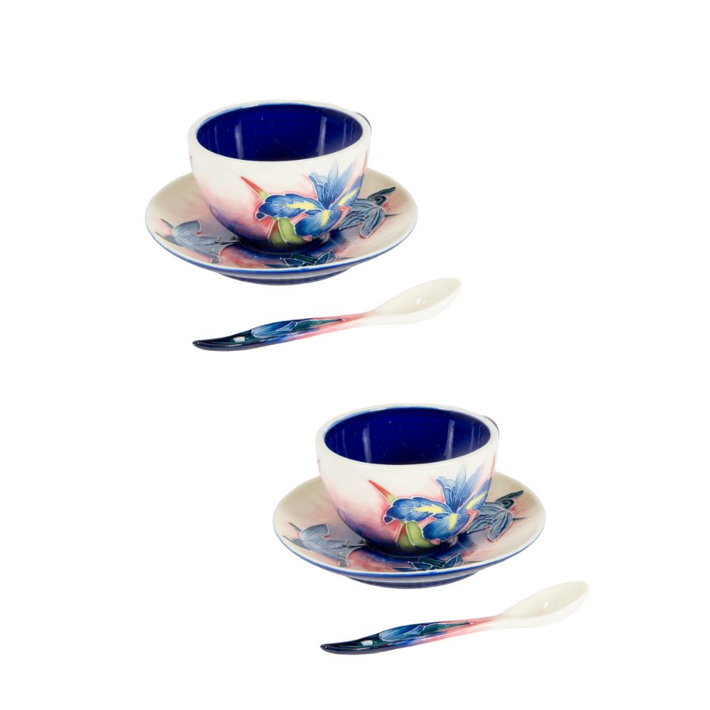Dale Tiffany PC19030 Iris 2-Piece Hand Painted Porcelain Cup And Saucer Set