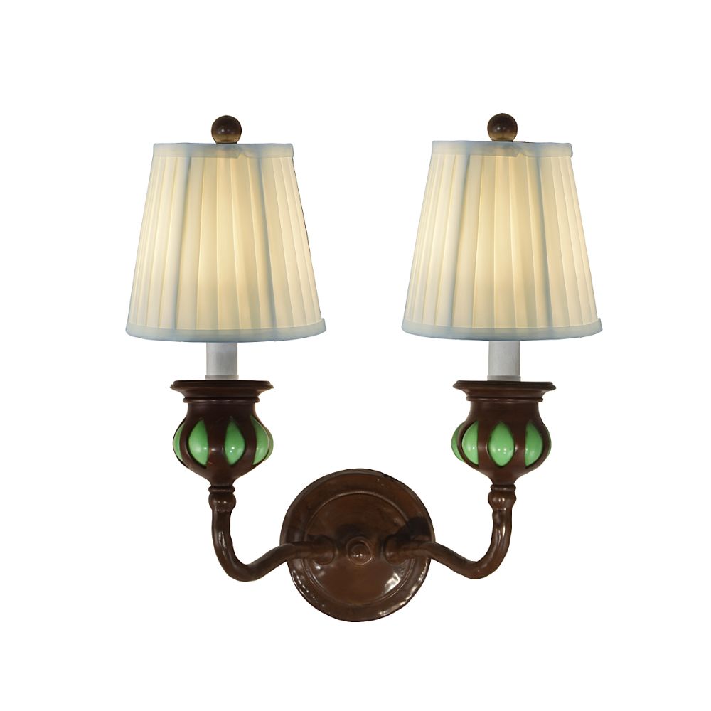 Dale Tiffany SPW19066 Green Evita 2-Light Wall Sconce in Antique Bronze