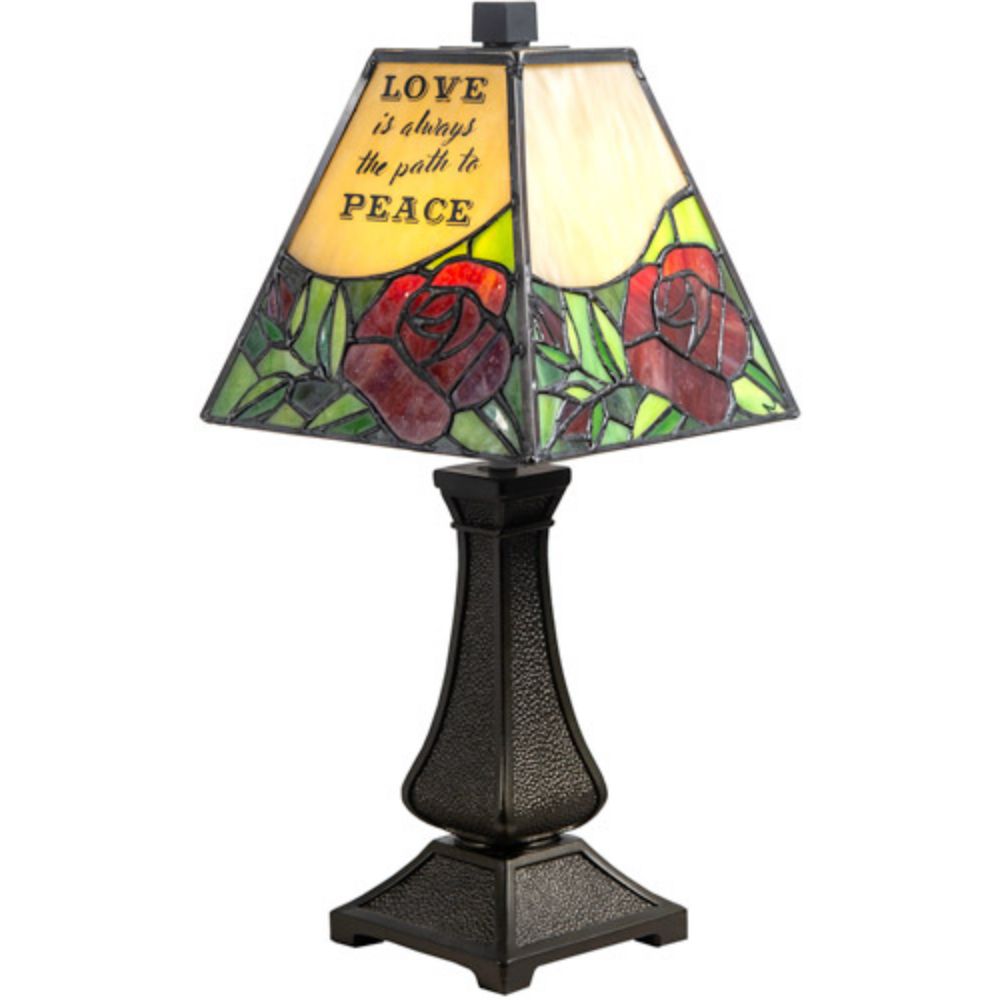 Dale Tiffany TA20258 Inspirational LED Rose Tiffany Accent Lamp in Antique Bronze