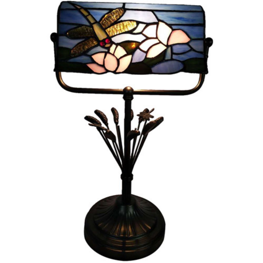 Dale Tiffany TA21014 Dragonfly Bankers Tiffany Accent Lamp in Antique Bronze