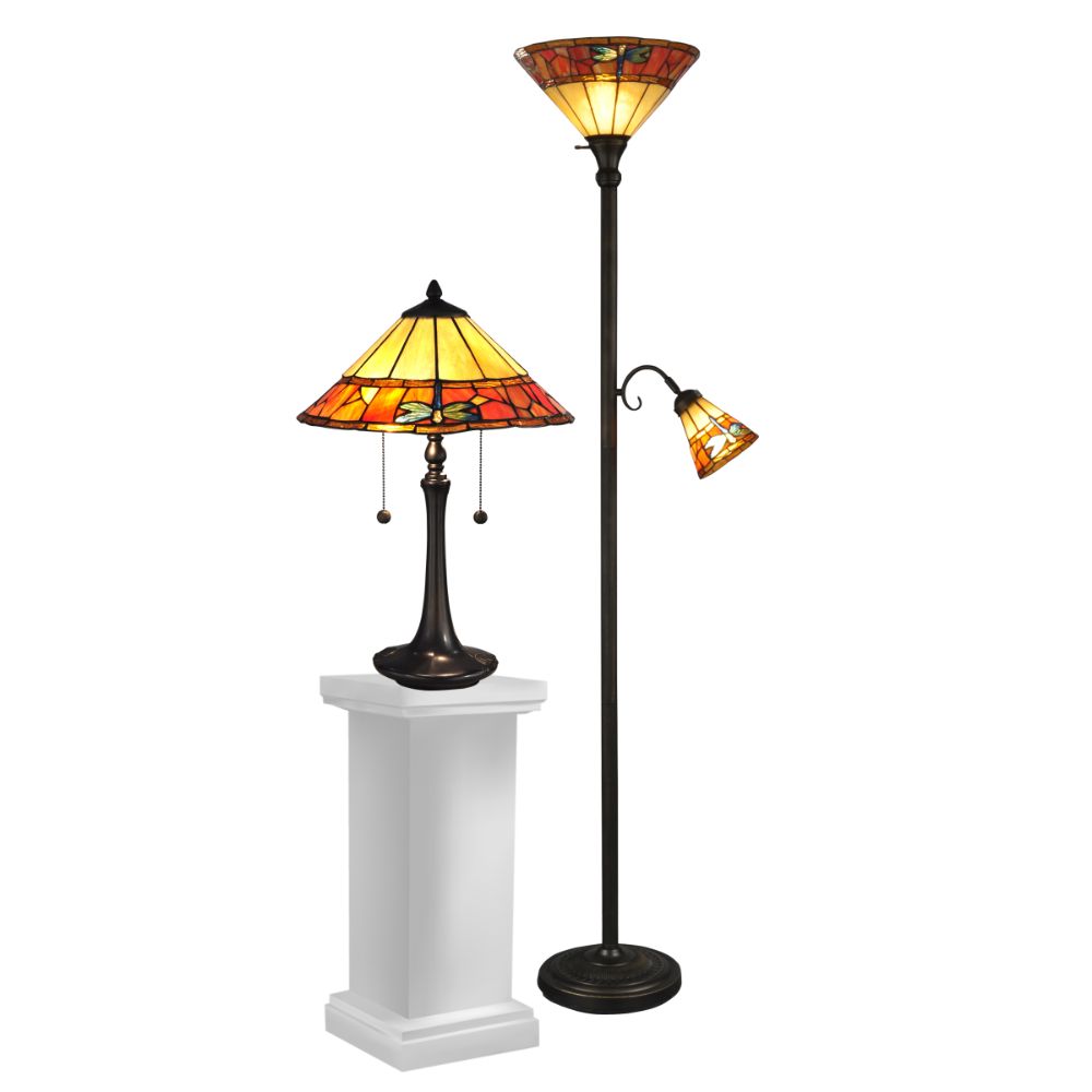 Dale Tiffany TC12178 Genoa Table & Floor Lamp Set