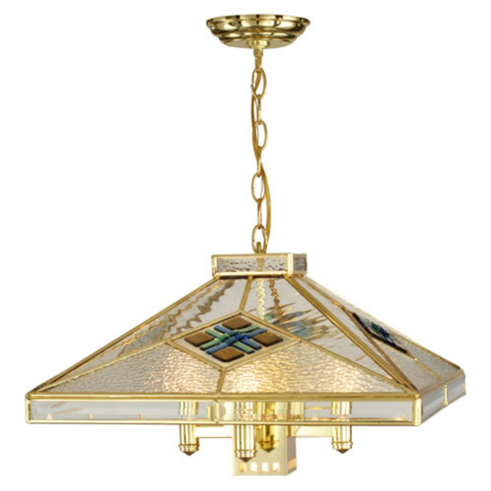 Dale Tiffany TH19007 5-Light Ackley Beveled Glass Mission Pendant in Polished Brass