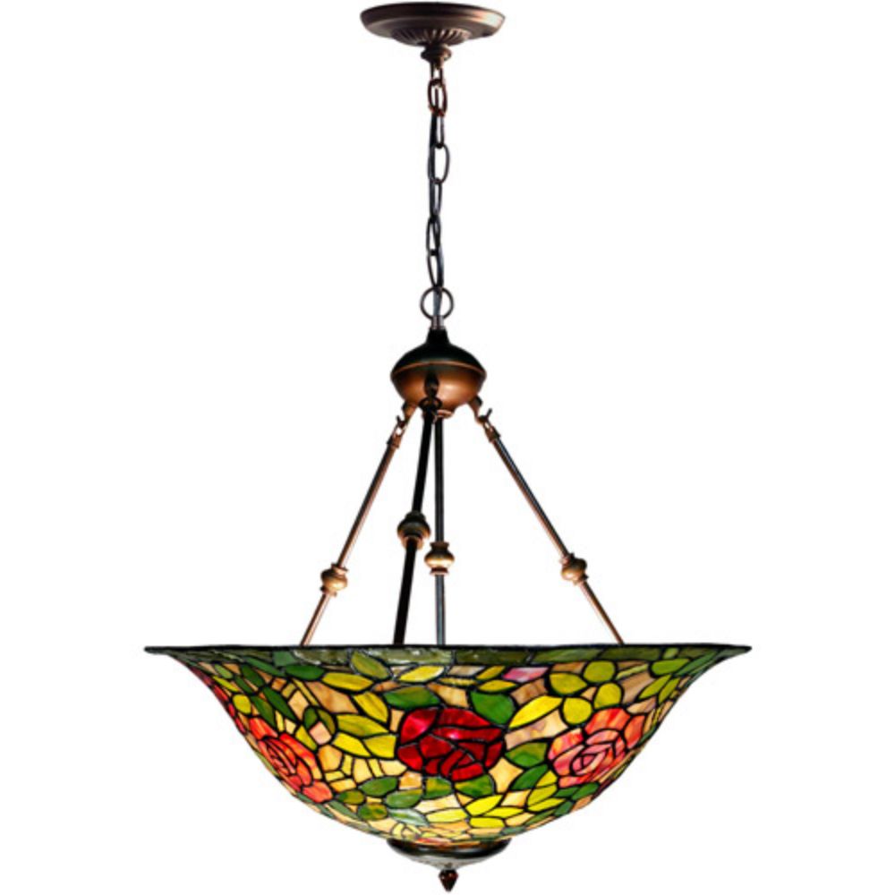 Dale Tiffany TH21074 Rose Bush Inverted Tiffany Hanging Fixture in Dark Brown
