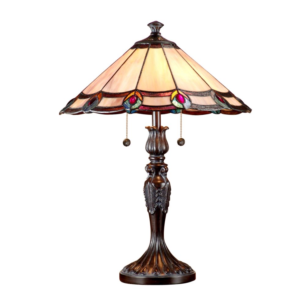 Dale Tiffany TT101081J Aldridge Peacock Table Lamp in Antique Bronze
