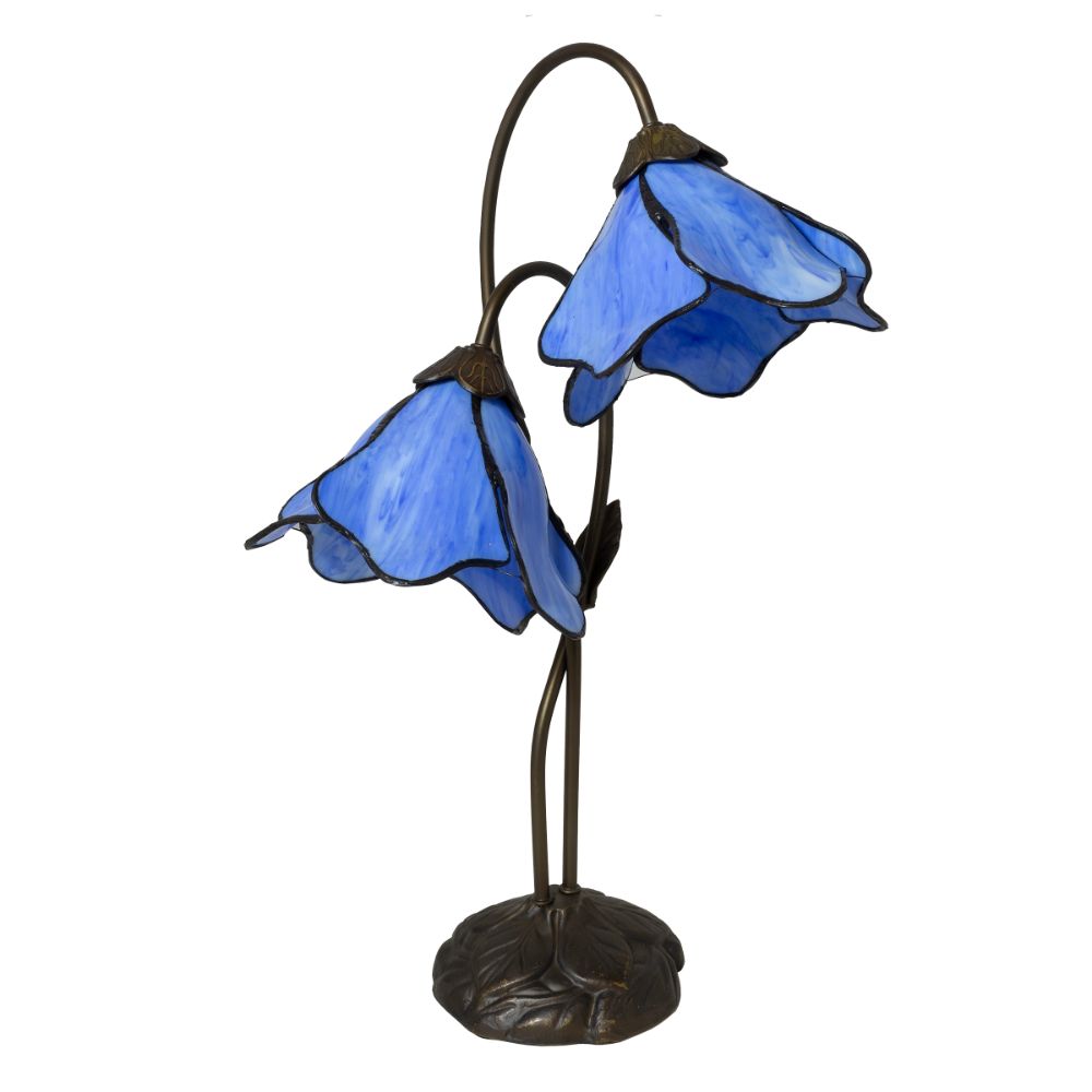 Dale Tiffany TT12147 Poelking 2-Light Blue Lily Table Lamp
