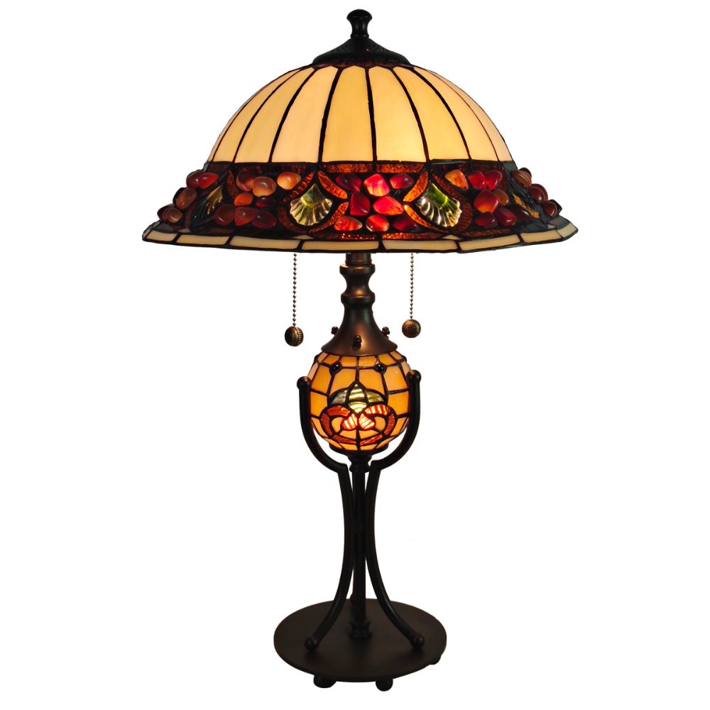 Dale Tiffany TT17157 Chiara Tiffany Table Lamp with Night Light in Antique Bronze