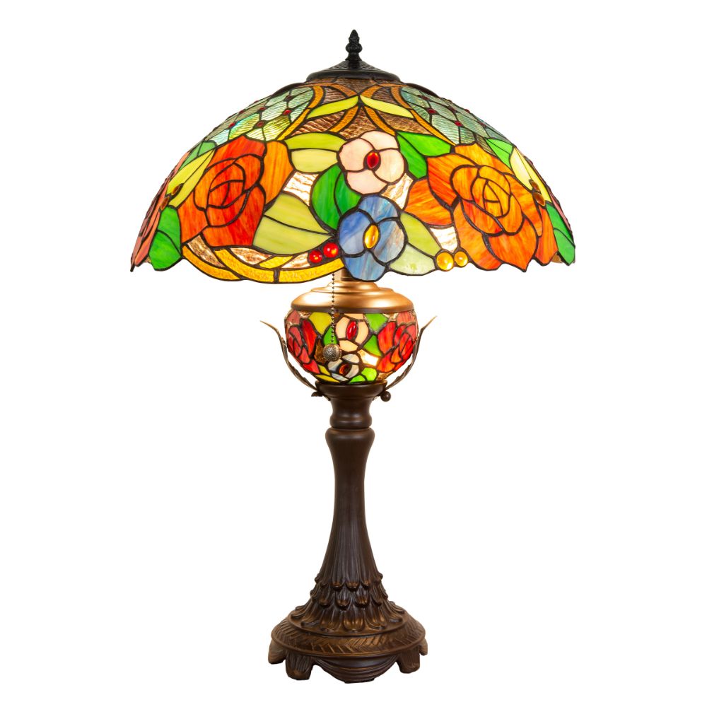 Dale Tiffany TT20098 Ragusa Tiffany Table Lamp With Night Light in Antique Bronze