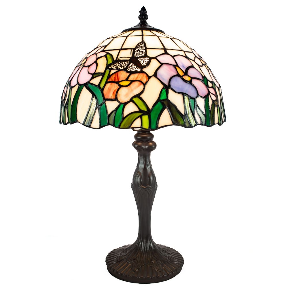 Dale Tiffany TT21174 Pazio Floral Butterfly Tiffany Table Lamp in Dark Coffee